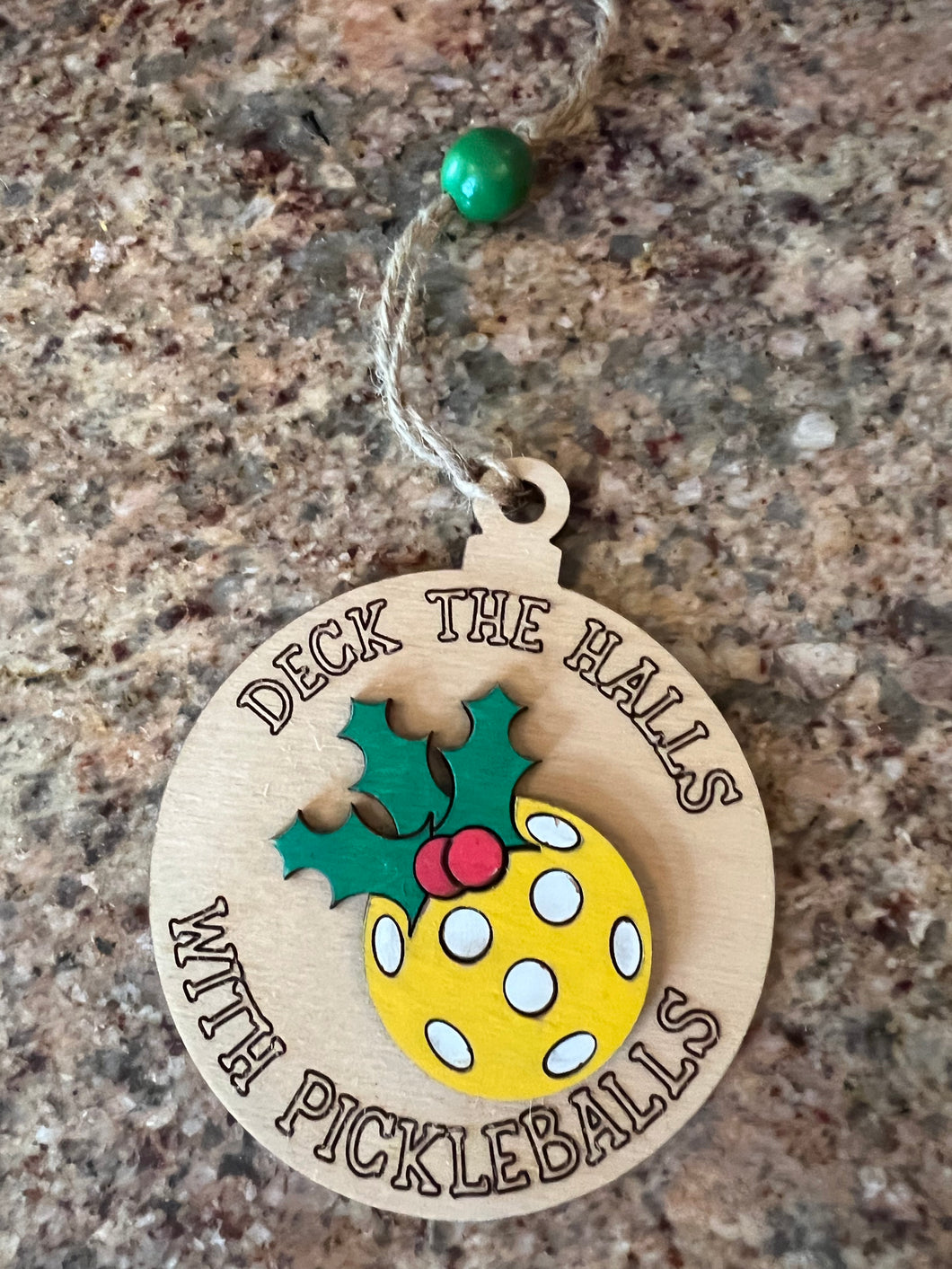 Deck the halls with pickleballs ornament