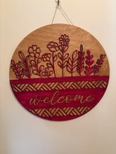 Load image into Gallery viewer, Welcome 16 inch Round wood sign