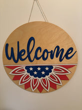 Load image into Gallery viewer, Welcome 16 inch round wood sign