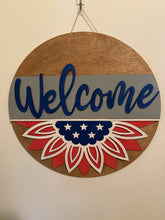 Load image into Gallery viewer, Welcome 16 inch round wood sign