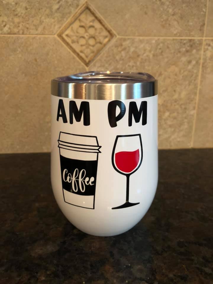 Am Coffee PM Wine Tumbler