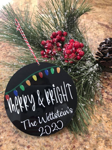 Christmas Ornament 3.5 inches Acrylic Merry & Bright