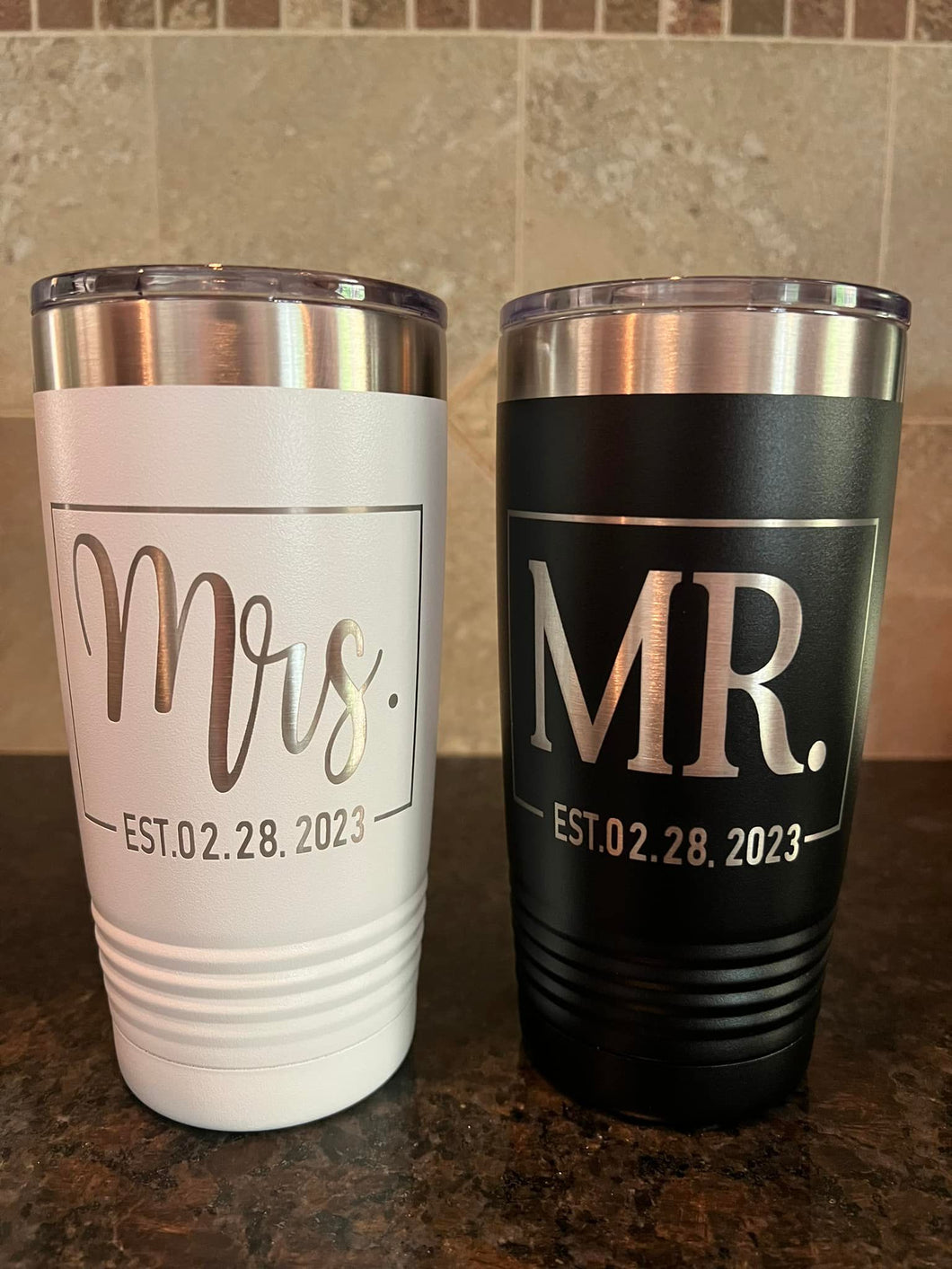 Mr & Mrs personalized Tumbler set